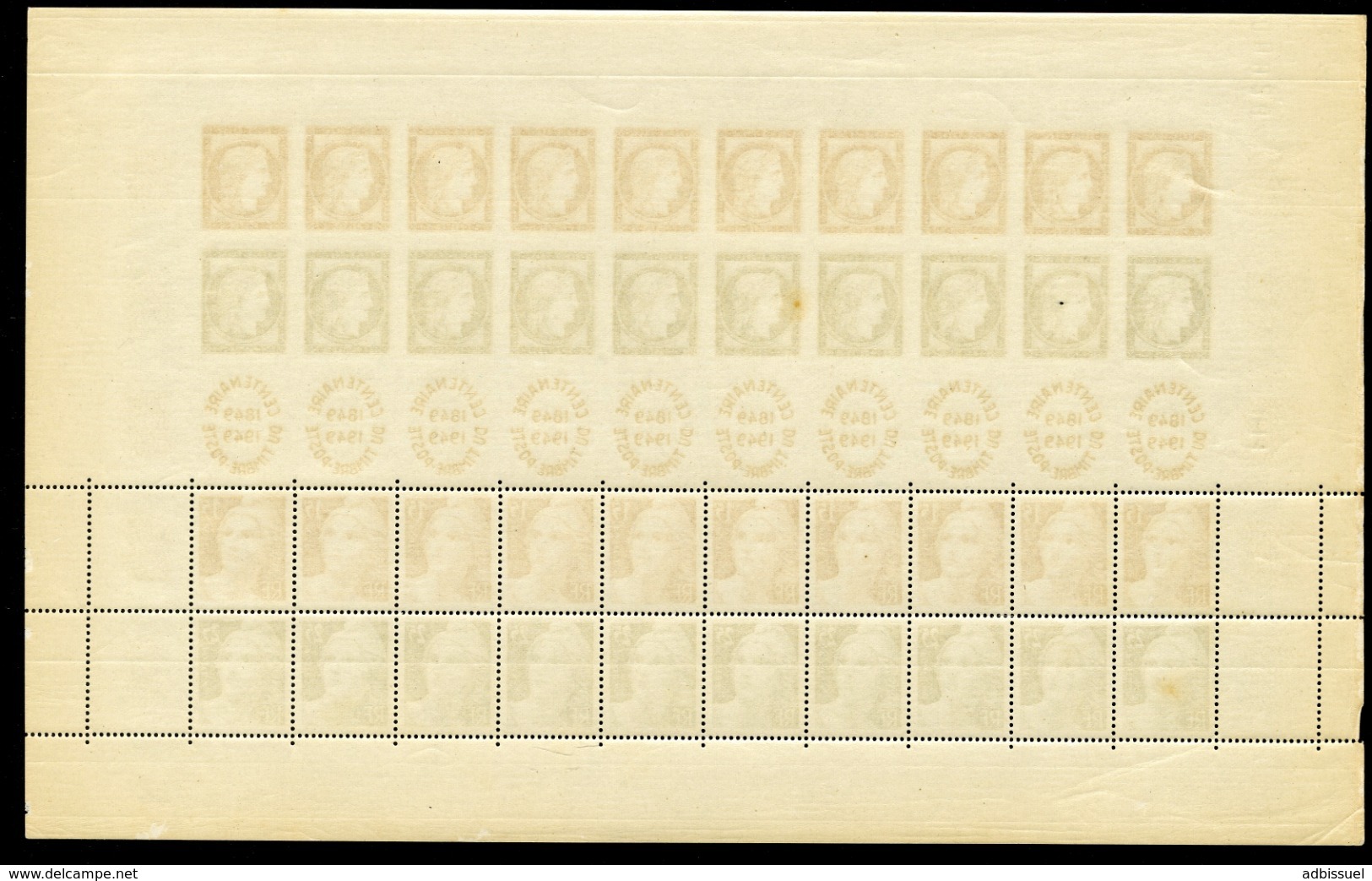 N° 833A ** MNH Cote 200 €. Feuille Avec 10 Bandes "Centenaire Du Timbre Poste" - Unused Stamps
