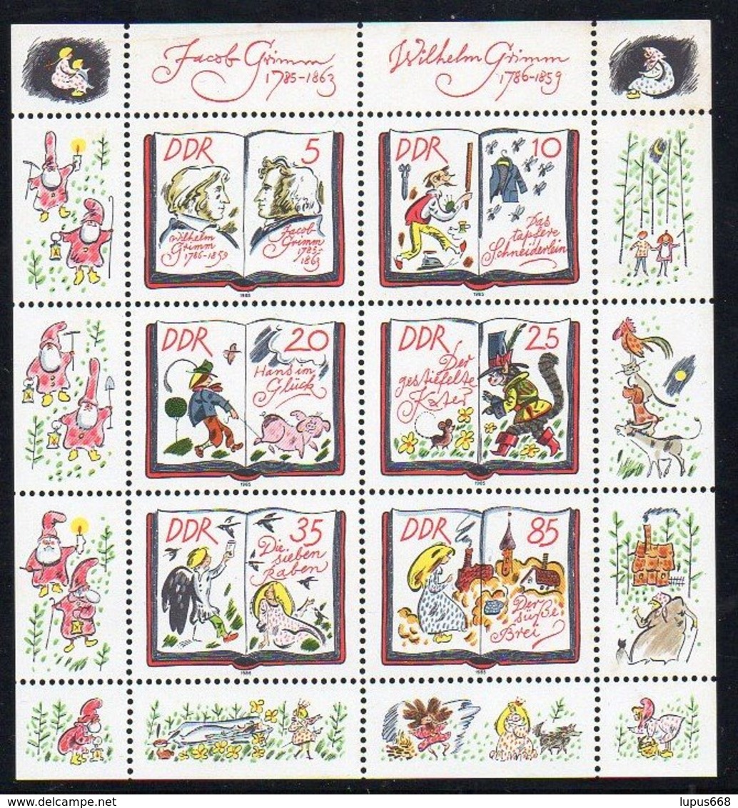 DDR 1985 MiNr. 2987/ 2992  **/ Mnh  Kleinbogen/ Miniature Sheet ; Märchen Der Brüder Grimm - Verhalen, Fabels En Legenden