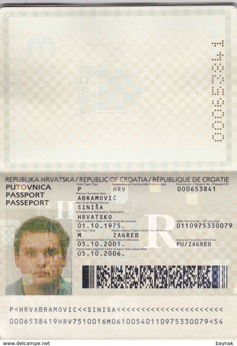 PASSPORT  --   CROATIA  --   II.   MODEL  --  2001  --  GENTLEMAN - Historische Dokumente