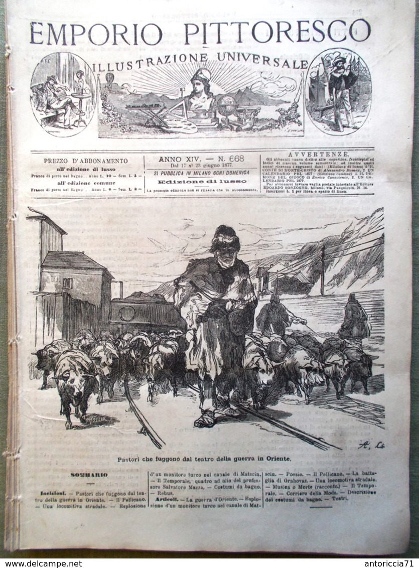 Emporio Pittoresco Del 17 Giugno 1877 Battaglia Di Grahovaz Locomotiva Stradale - Voor 1900