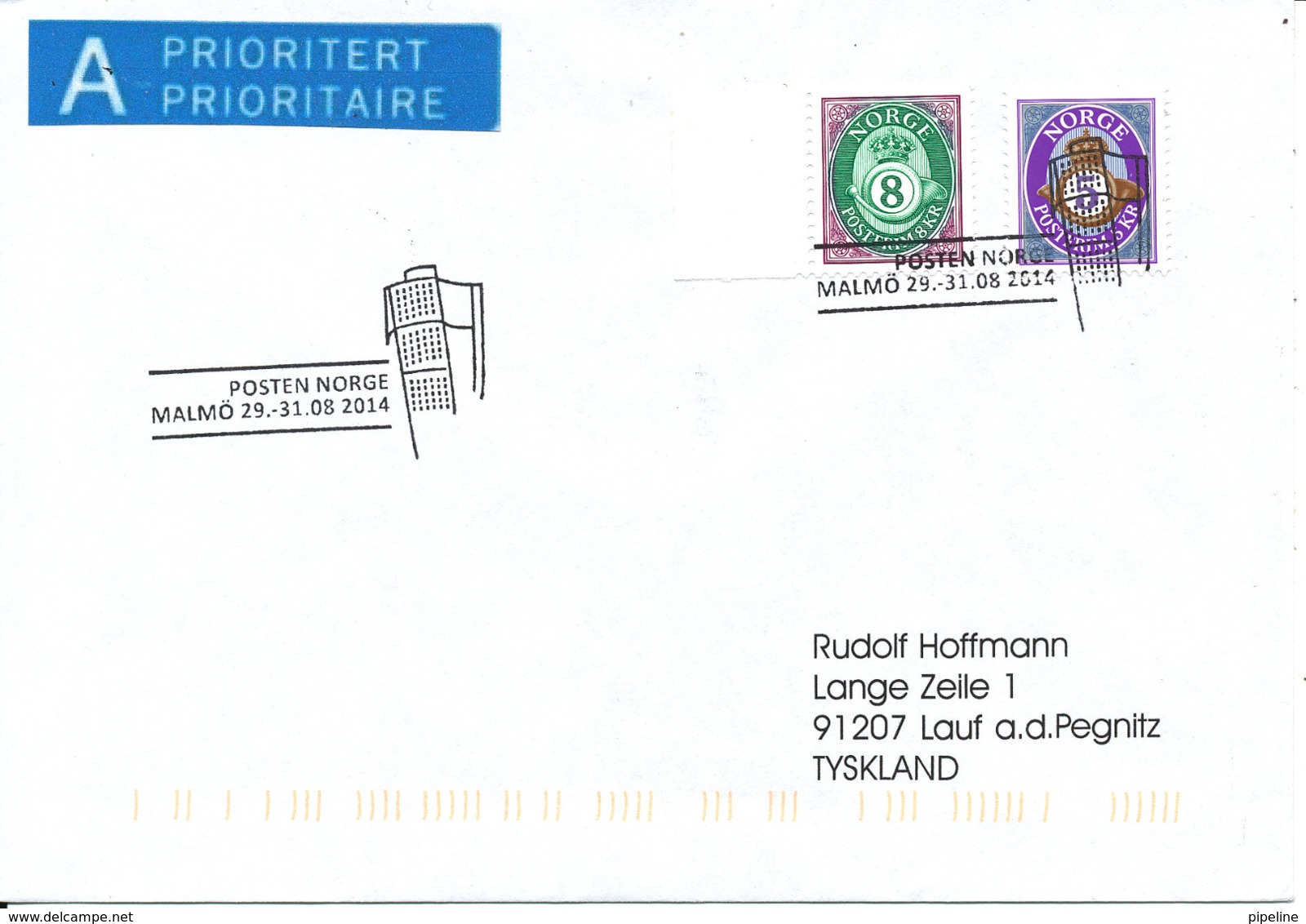 Norway Cover 29-31/8-2014 Stampexhibition Malmö Sweden - Cartas & Documentos