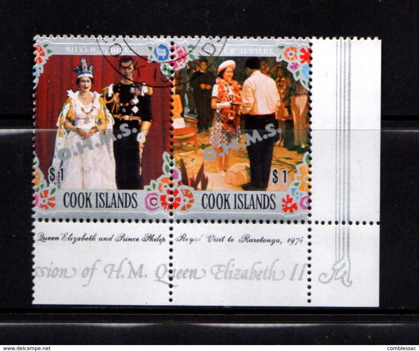 COOK  ISLANDS    1978     Official    $1  Queen  And  Prince  Philip  And  $1  Royal  Visit    USED - Cook Islands