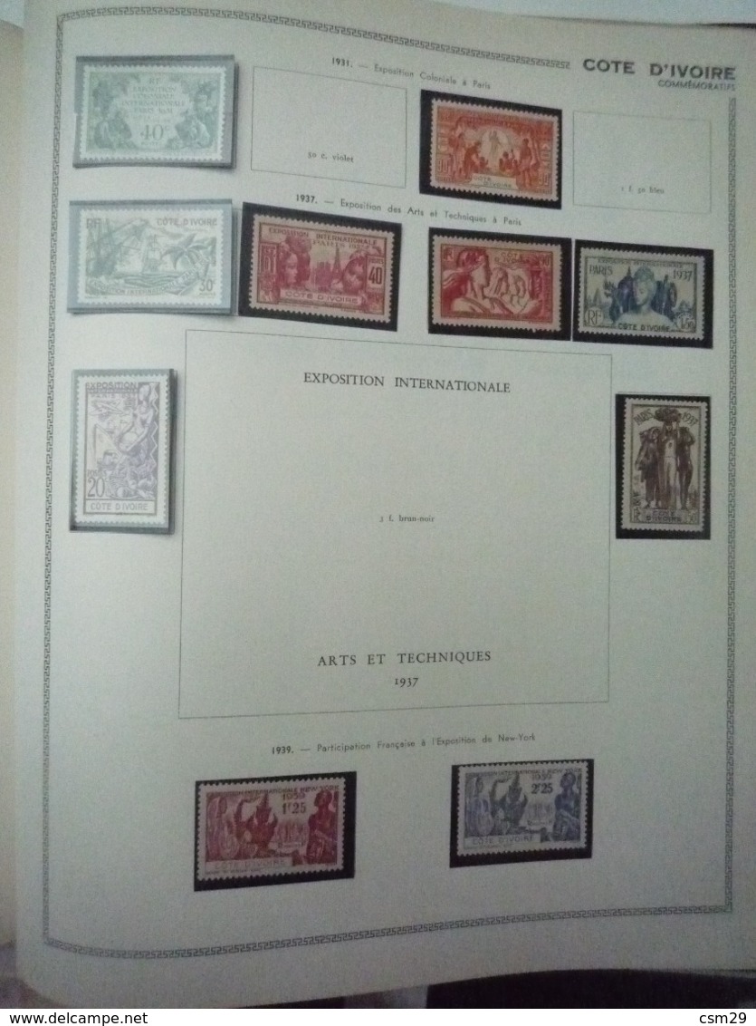 Collection en Album Colonies Françaises  Emissions Générales à Cote d'Ivoire - A compléter -  71 scans