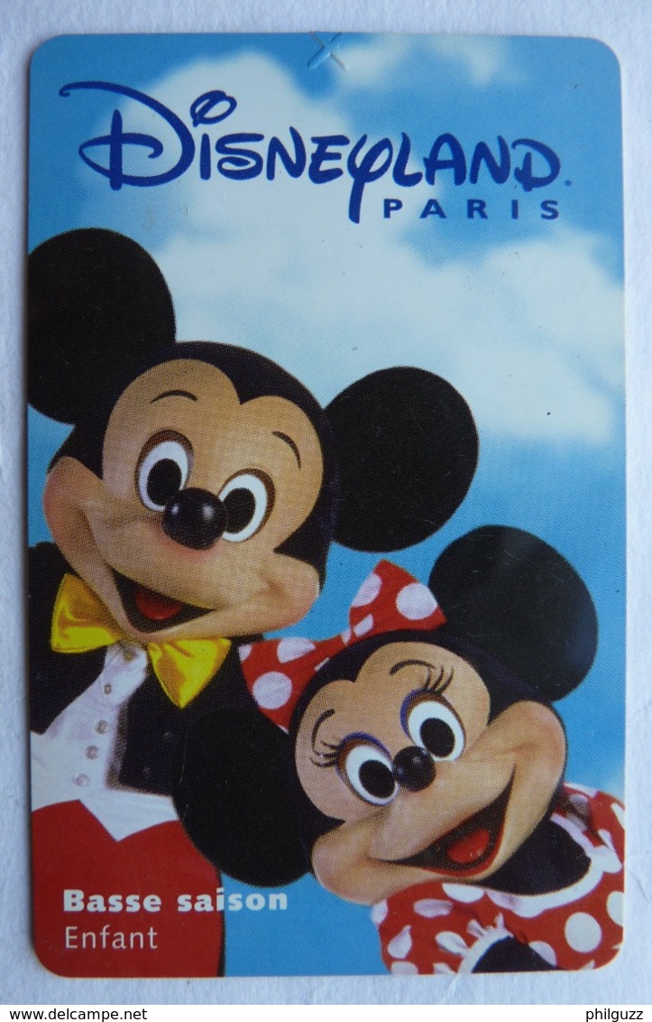 BILLET D'ENTREE CARTE PASS WALT DISNEY PARC EURODISNEY 005 DISNEYLAND PARIS MINNIE & MICKEY - Tickets - Vouchers