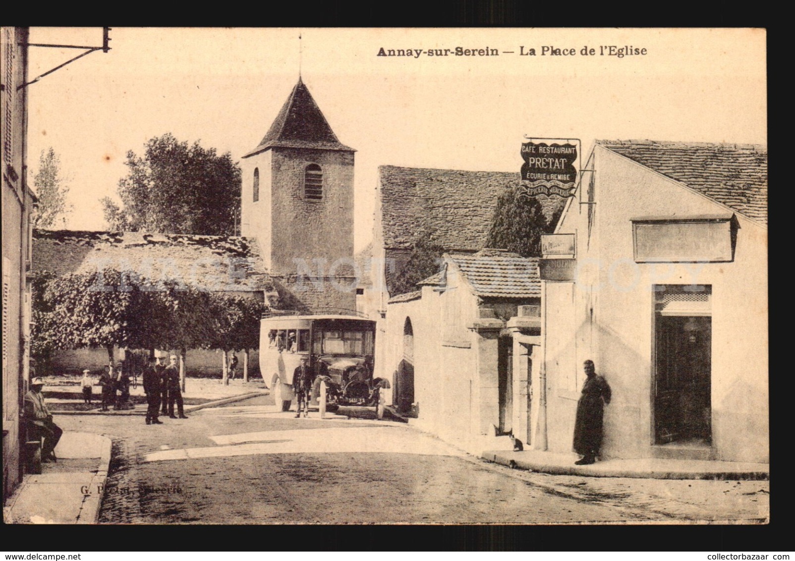 CPSM FRANCE 89 "Annay Sur Serein, La Place De L'eglise Cafe Restaurant Bus Omnibus  Cpa Postcard  W5_1068 - Autres & Non Classés