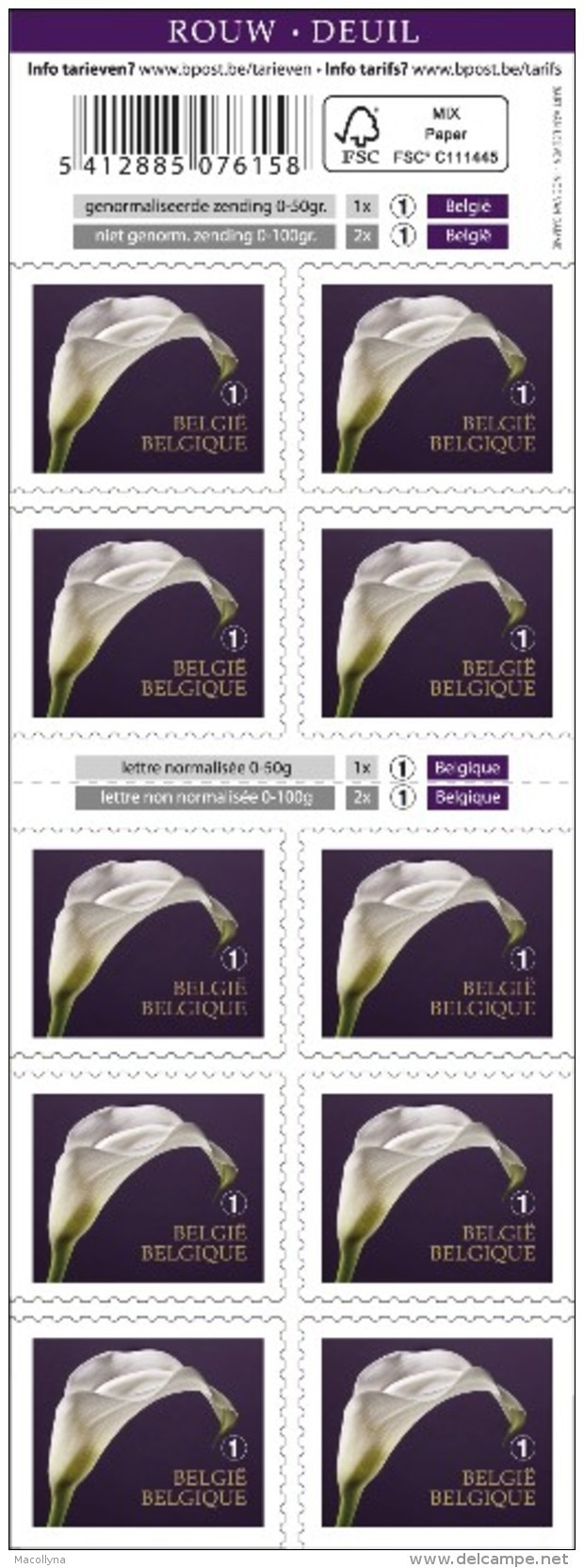 Belgie 2013  Boekje 142 ** Carnet 142 MNH - Timbres De Deuil - Rouwzegels -  Rouwboekje Met 4368** - Non Classés