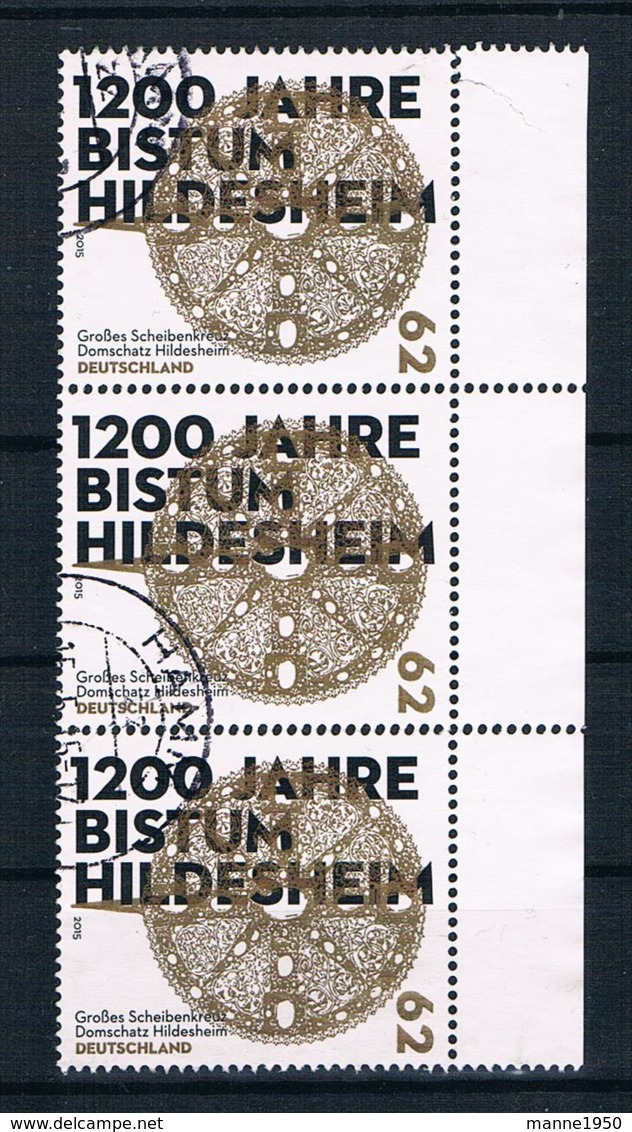 BRD/Bund 2015 Mi.Nr. 3137 Senkr. 3er Streifen Gestempelt - Gebraucht