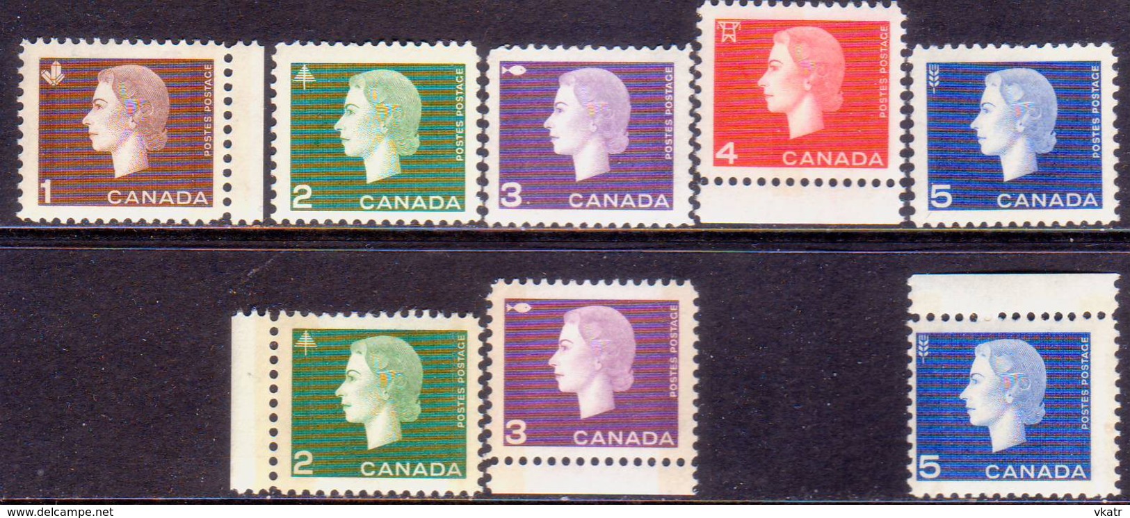 1962-64 CANADA SG #527-31, 527p-31p Two MNH Sets With Only #530 (4c Phosphor) Missing - Neufs