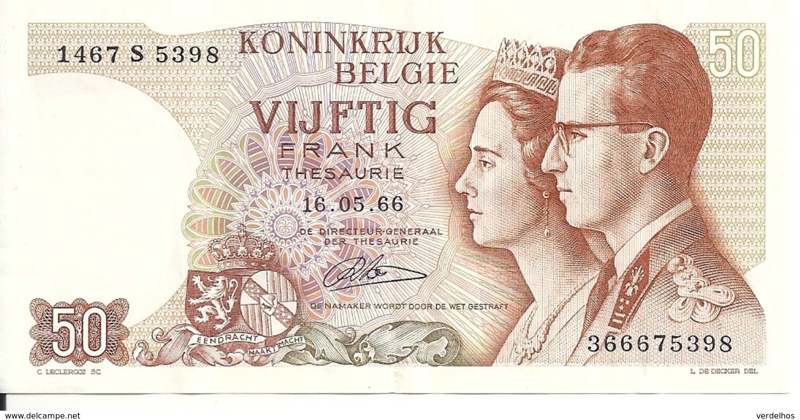 BELGIQUE 50 FRANCS 1966 VF P 139 - Other & Unclassified