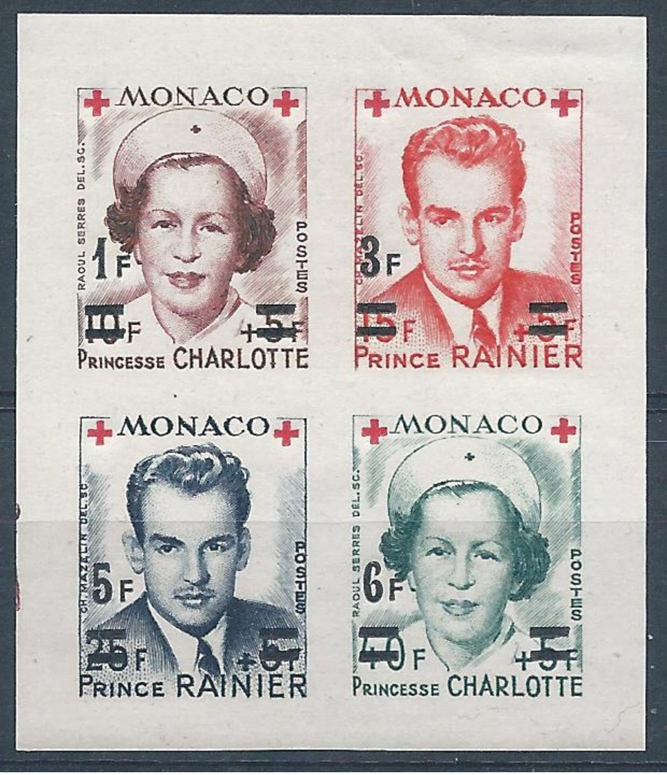 MONACO 1951 YT N°379B à 382B - Feuillet De 4 Timbres Croix Rouge Princesse Charlotte Et Prince Rainier - Neuf** TTB Etat - Nuovi