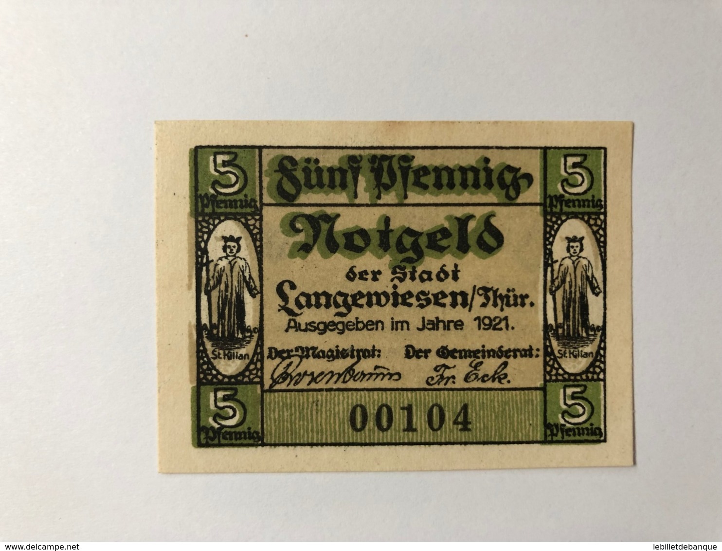 Allemagne Notgeld Langewiesen 5 Pfennig - Verzamelingen