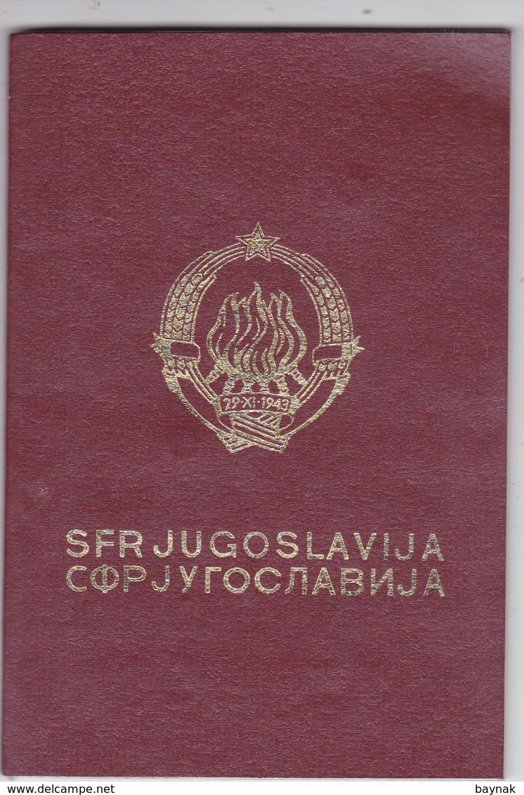 PM96  --  SFR YUGOSLAVIA   ---  PASSPORT  --  GENTLEMAN  --  1986 - Historische Dokumente