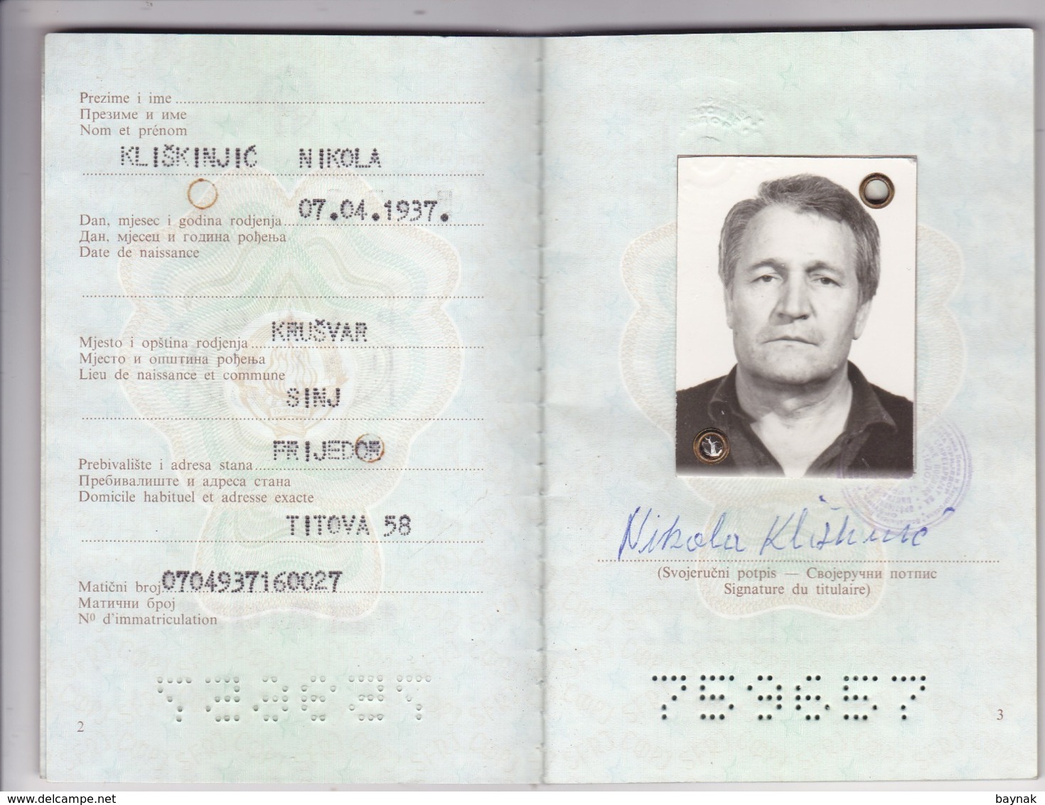 PM96  --  SFR YUGOSLAVIA   ---  PASSPORT  --  GENTLEMAN  --  1986 - Historische Dokumente