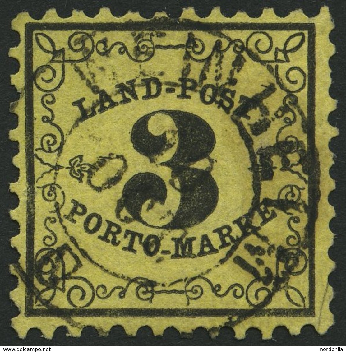 BADEN LP 2x O, 1863, 3 Kr. Schwarz Auf Gelb, Zentrischer K2 WEINHEIM, Feinst (leichte Zahnmängel), Gepr. Stegmüller, Mi. - Sonstige & Ohne Zuordnung