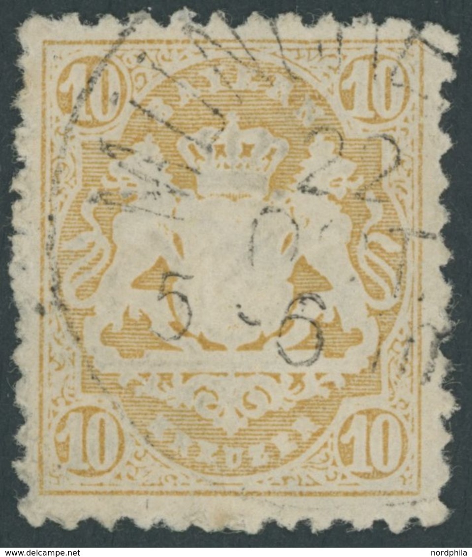 BAYERN 29Xb O, 1873, 10 Kr. Dunkelgelb, Wz. Enge Rauten, Pracht, Gepr. Brettl, Mi. 500.- - Altri & Non Classificati