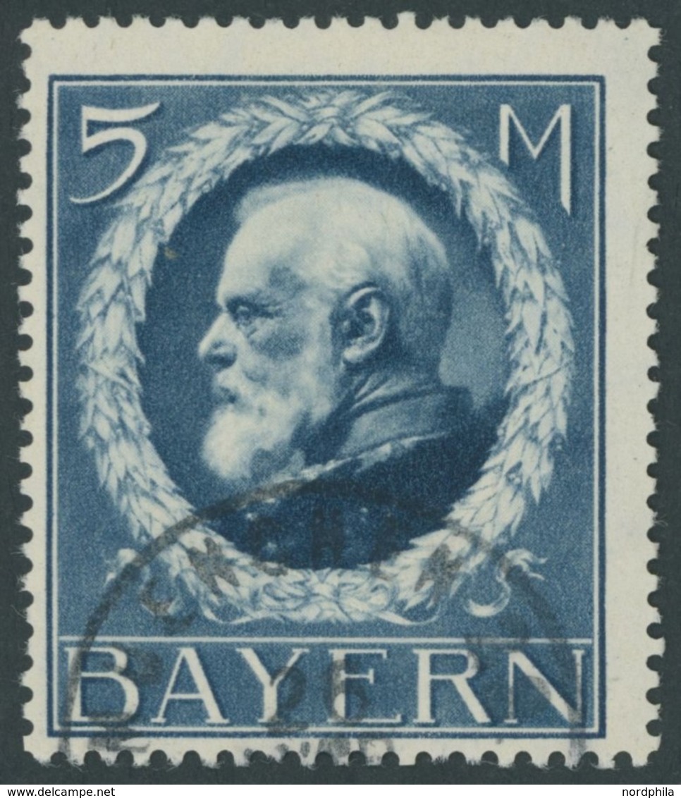BAYERN 107Ia O, 1914, 5 M. Dunkelblau Friedensdruck, üblich Gezähnt Pracht, Dr. Helbig, Mi. 150.- - Sonstige & Ohne Zuordnung
