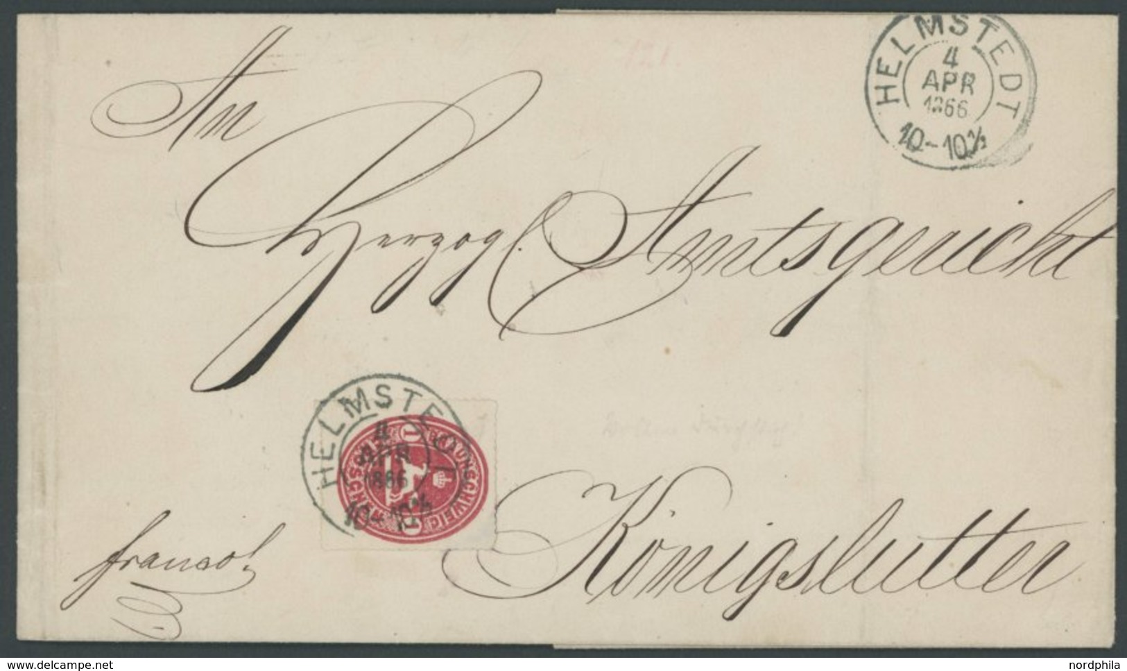 BRAUNSCHWEIG 18 BRIEF, 1867, 1 Gr. Rosa Auf Brief Von HELMSTEDT Nach Königslutter, Pracht - Brunswick