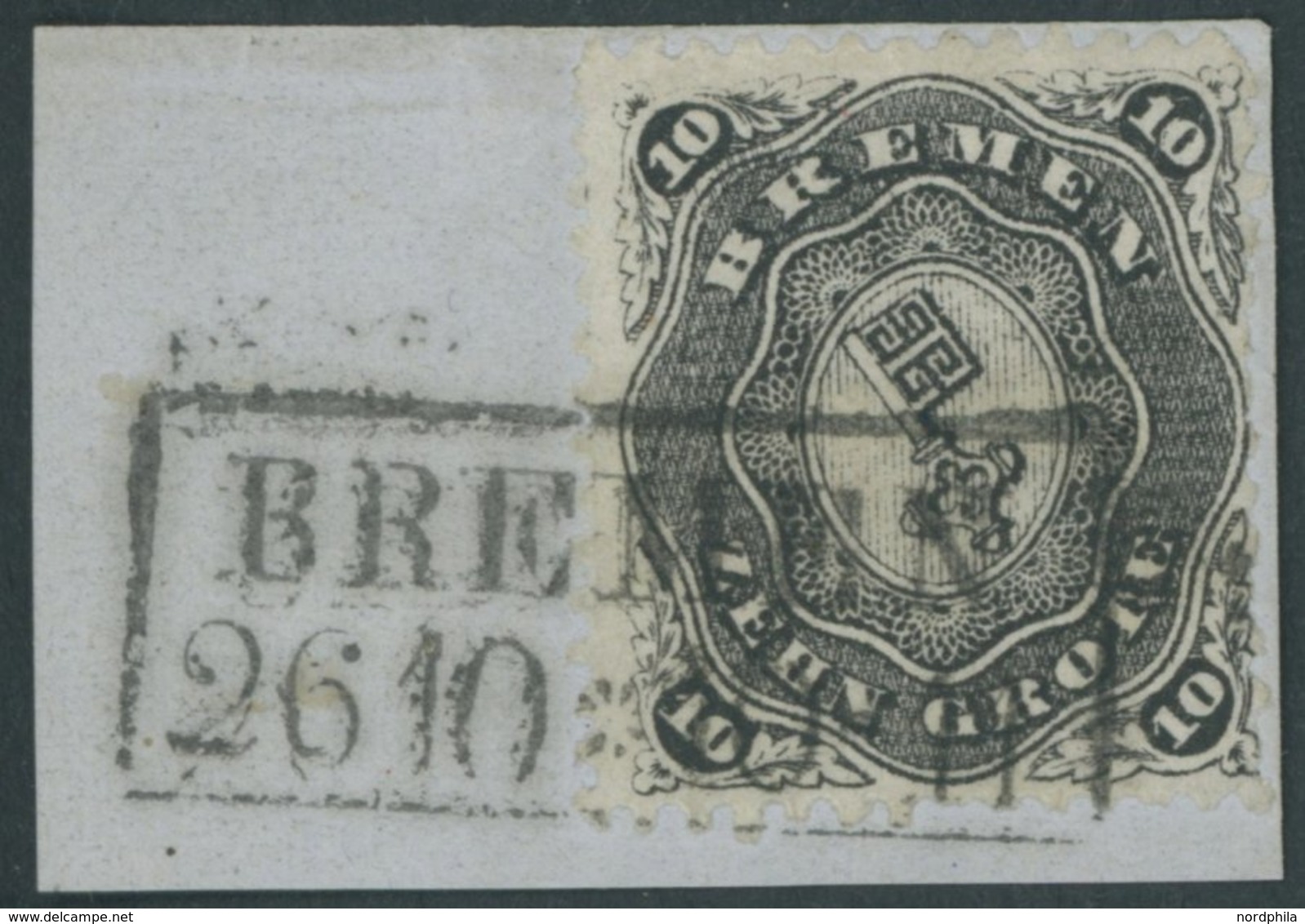 BREMEN 14 BrfStk, 1867, 10 Gr. Schwarz, Dekoratives Prachtbriefstück, Gepr. U.a. Dr. Fischer, Mi. (1400.-) - Bremen