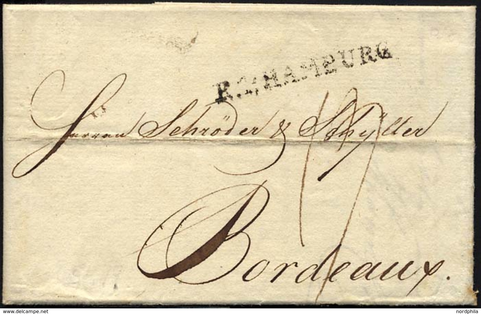 HAMBURG VORPHILA 1802, R.4. HAMBURG, L1 Auf Brief Nach Bordeaux, Pracht - Precursores