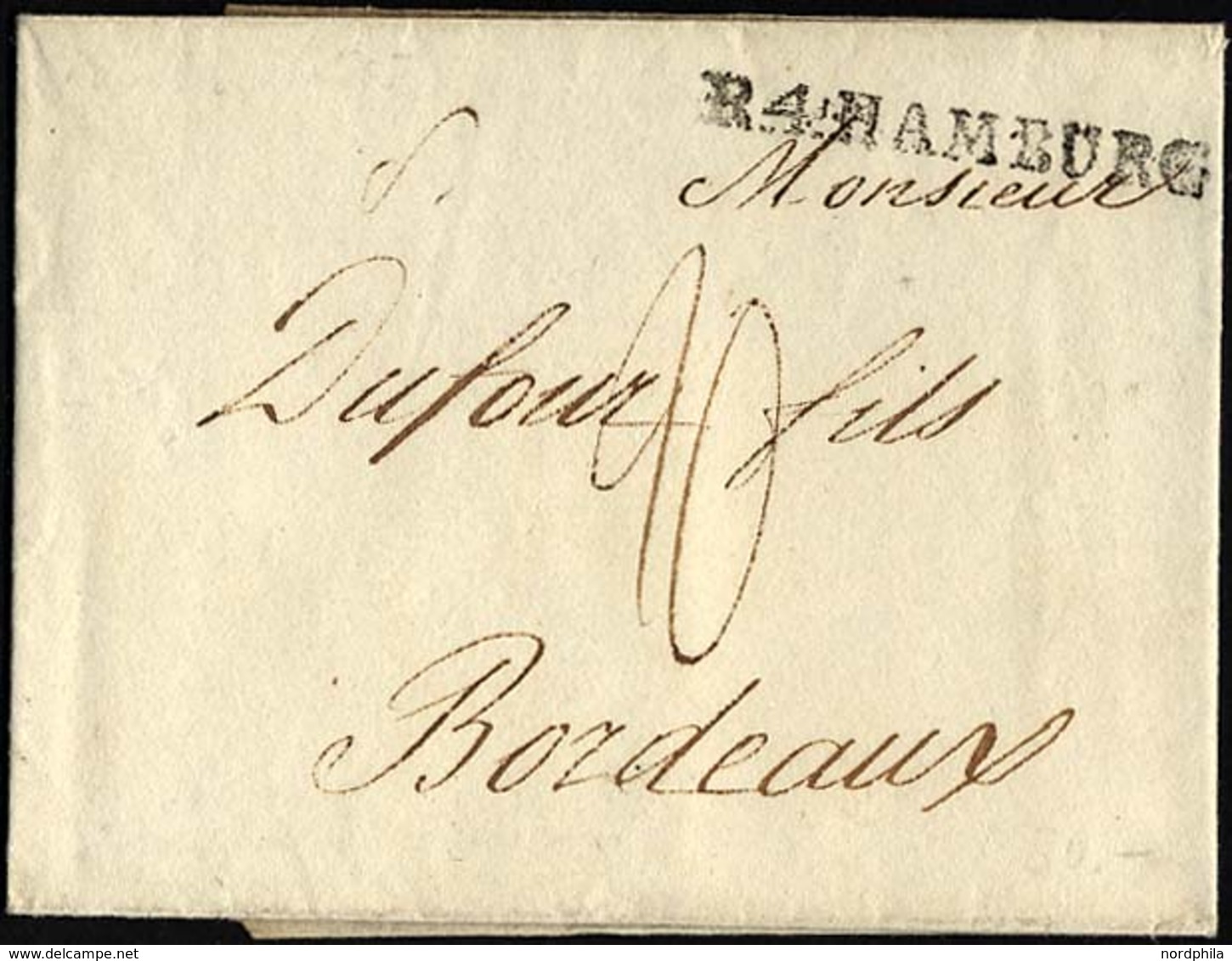 HAMBURG 1805, R.4. HAMBURG, L1 Auf Brief Nach Bordeaux, Pracht - Prephilately