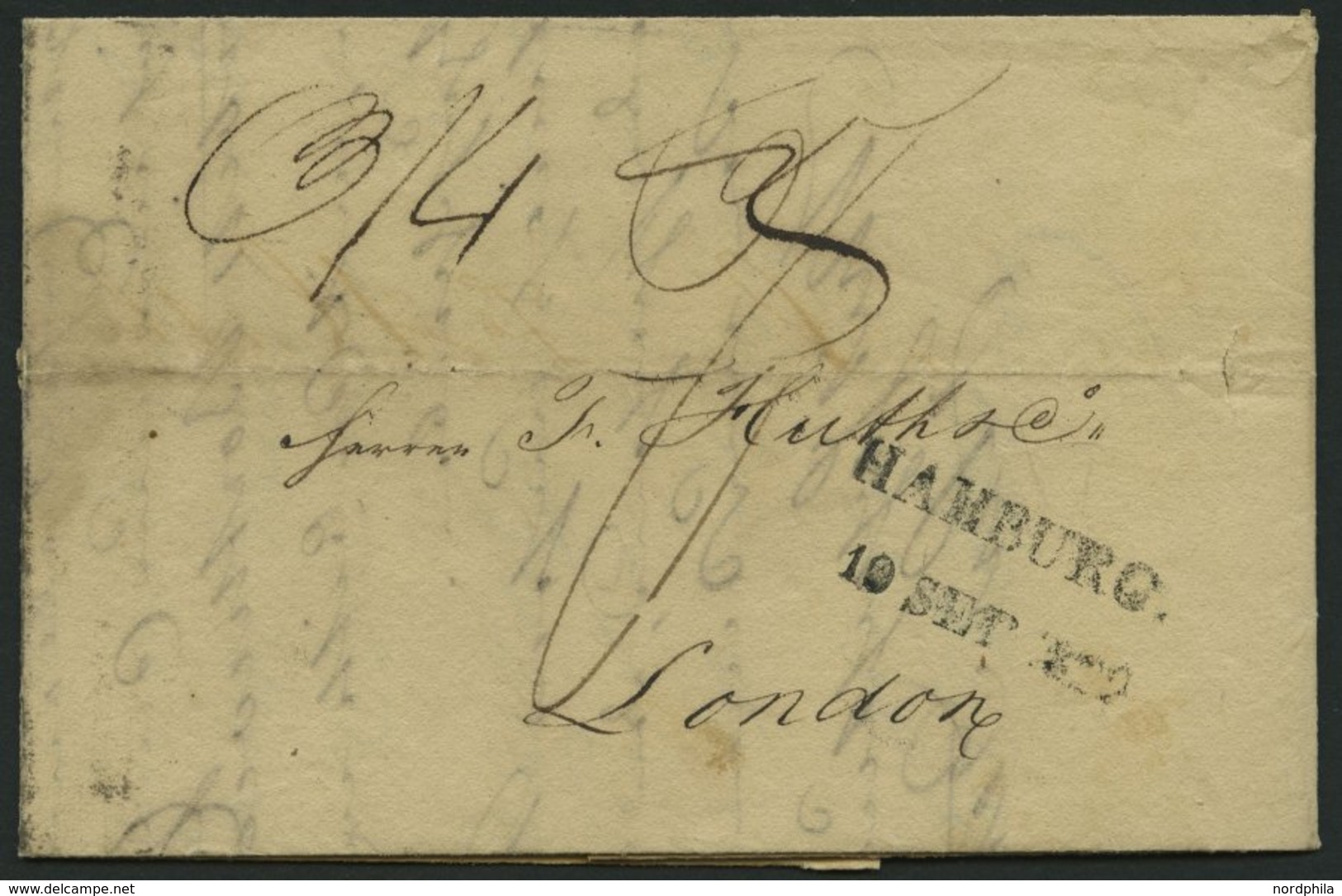 HAMBURG VORPHILA 1822, HAMBURG., L2 (kleinere Type) Auf Brief Nach London, Rückseitig FPO/SE 17/1822, Pracht - Prephilately