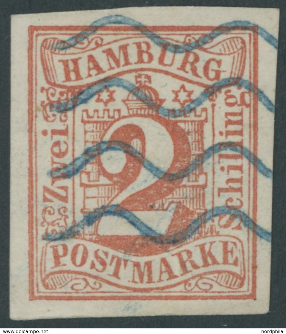 HAMBURG 3 O, 1859, 2 S. Orangerot, Klarer Wellenstempel RITZEBÜTTEL, Kabinett - Hambourg