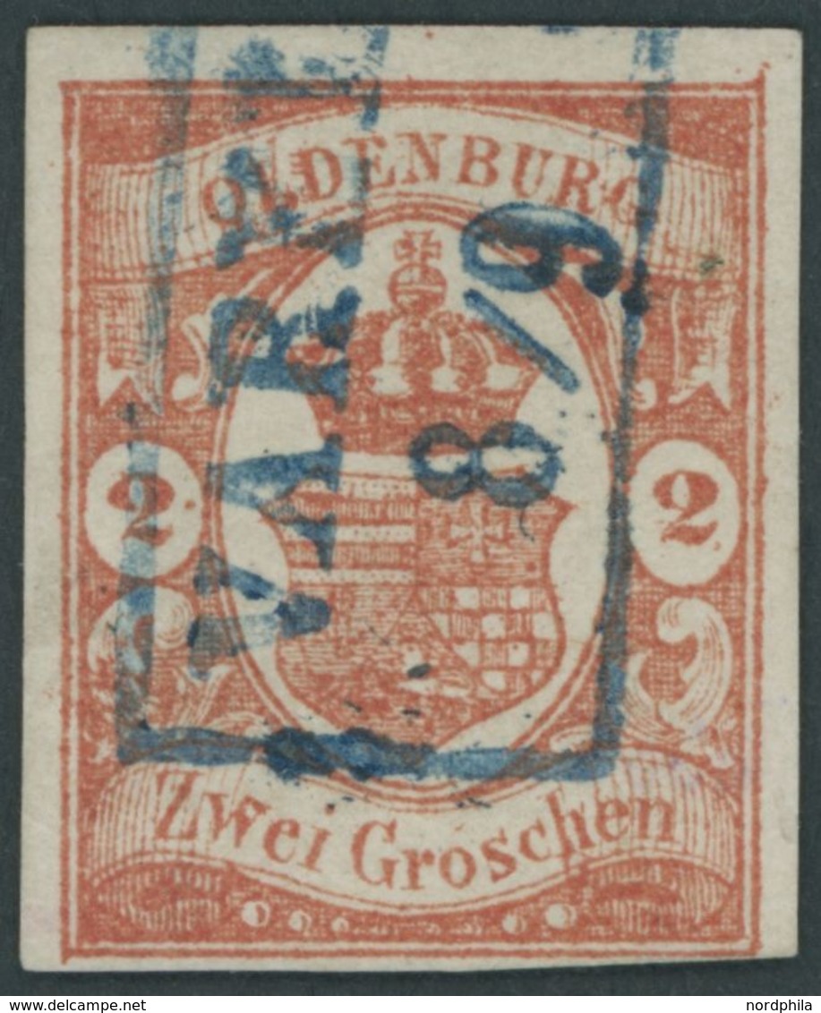 OLDENBURG 13 O, 1861, 2 Gr. Schwärzlichrotorange, Unten Rechts Lupenrandig Sonst Vollrandiges Farbfrisches Prachtstück,  - Oldenburg