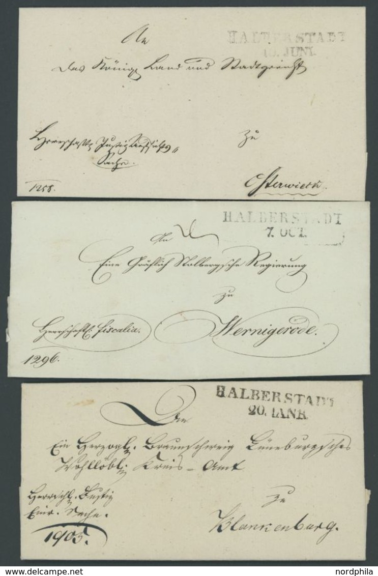 PREUSSEN HALBERSTADT, L2, 3 Belege (1829), Einer Davon Mit Inhalt, Nach Blankenburg, Werningerode Und Osterwieck, Pracht - Prephilately