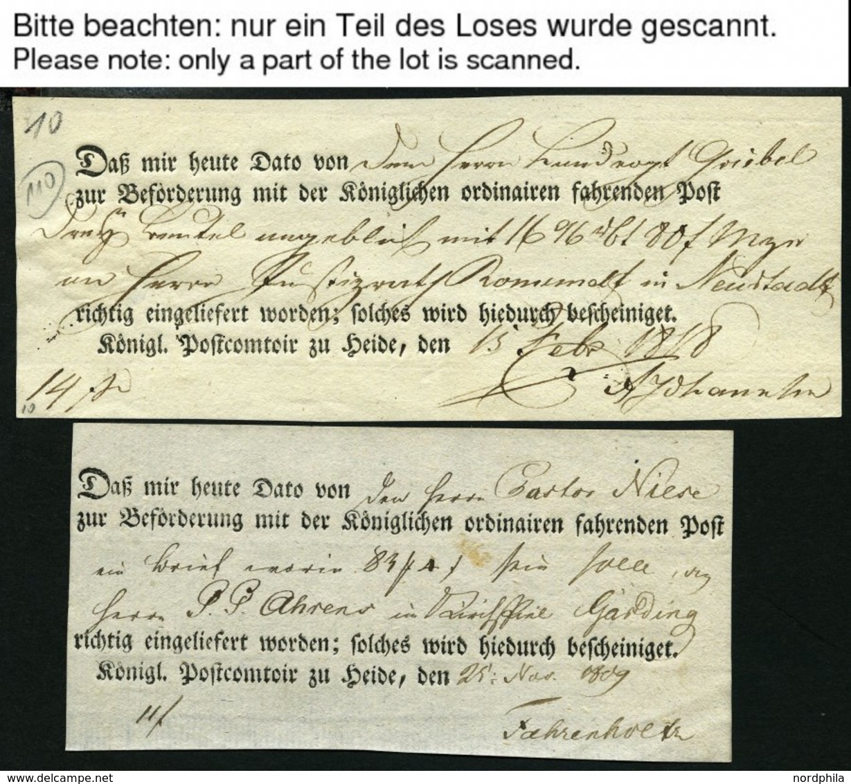 SCHLESWIG-HOLSTEIN HEIDE, 1809-83, Interessante Spezialsammlung Von 65 Postscheinen, Dabei Arge S.H.-Nr. 7, 10, 12, 13,  - Vorphilatelie
