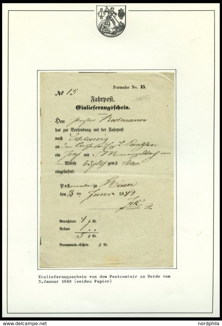 SCHLESWIG-HOLSTEIN HEIDE, 1809-83, Interessante Spezialsammlung Von 65 Postscheinen, Dabei Arge S.H.-Nr. 7, 10, 12, 13,  - Vorphilatelie