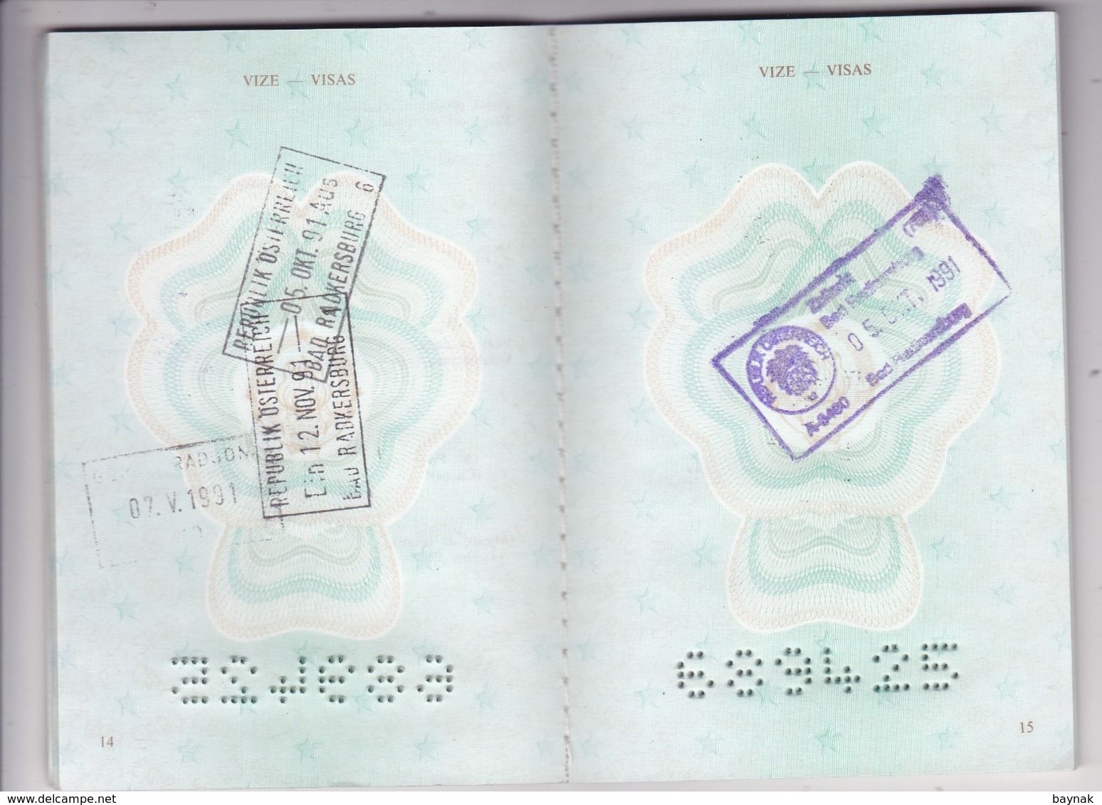 PM14  --  SFR YUGOSLAVIA   ---  PASSPORT  --  GENTLEMAN  --   WAR PERIOD  --  1991  / CROATIAN RUBBER STAMP / - Historische Dokumente