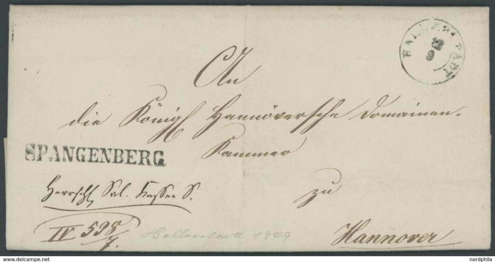 THURN Und TAXIS SPANGENBERG, L1 Auf Brief (1809) Mit Inhalt Nach Hannover, Zusätzlicher K1 HALBERSTADT Auf Der Vordersei - Prefilatelia