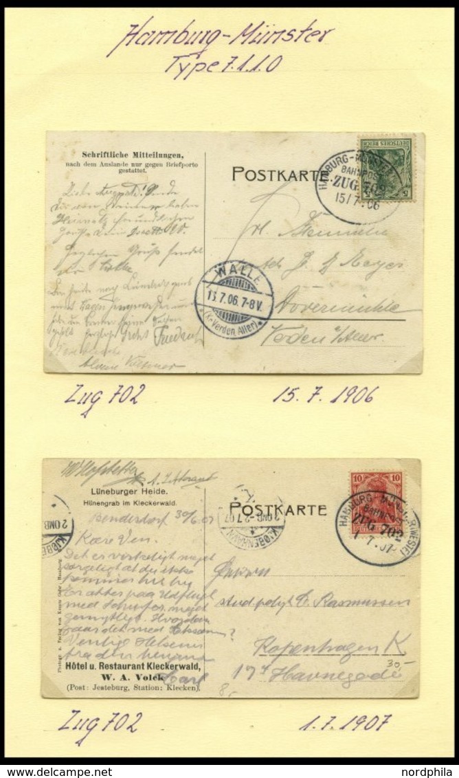 BAHNPOST Hamburg-Münster (verschiedene Züge Und Typen), 1906-1936, 13 Belege Und Eine Beutelfahne Für Päckchen, Meist Pr - Frankeermachines (EMA)