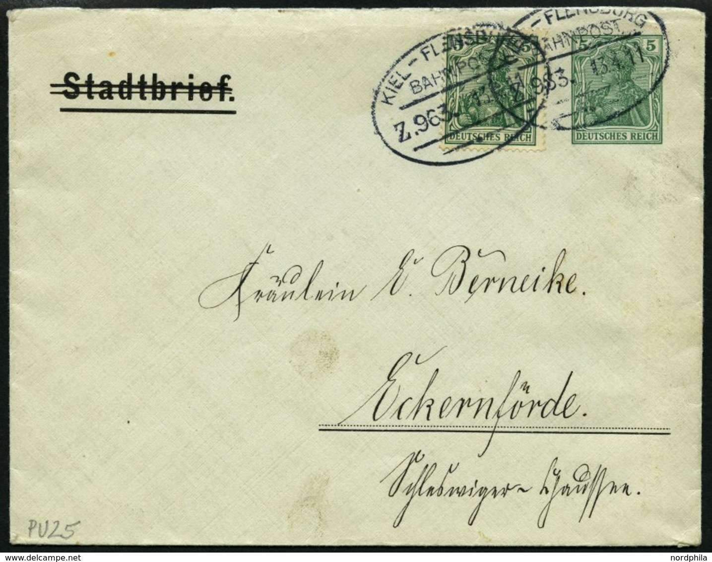 BAHNPOST Kiel-Flensburg, 23 Belege, Feinst/Pracht - Maschinenstempel (EMA)