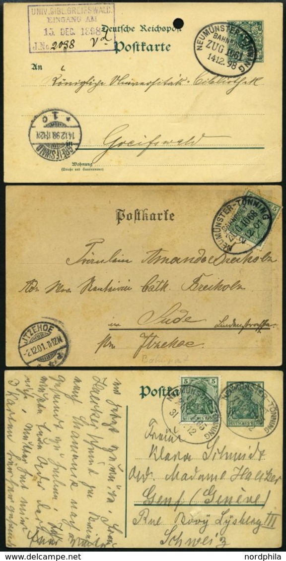 BAHNPOST Neumünster-Tönning (verschiedene Züge), 1895-1912, 7 Karten Feinst/Pracht - Franking Machines (EMA)