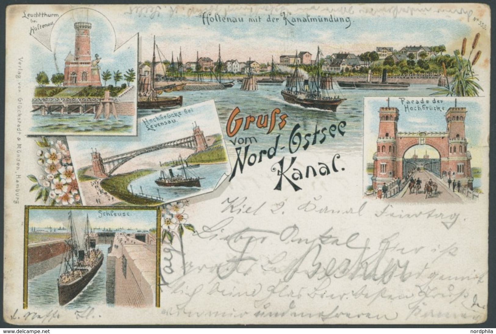 SST Bis 1918 02/1 BRIEF, KIEL-BELLEVUE, 21.6.1895, Auf Farblithographie Gruss Vom Nord-Ostsee Kanal Mit 5 Pf. Grün Auf B - Storia Postale