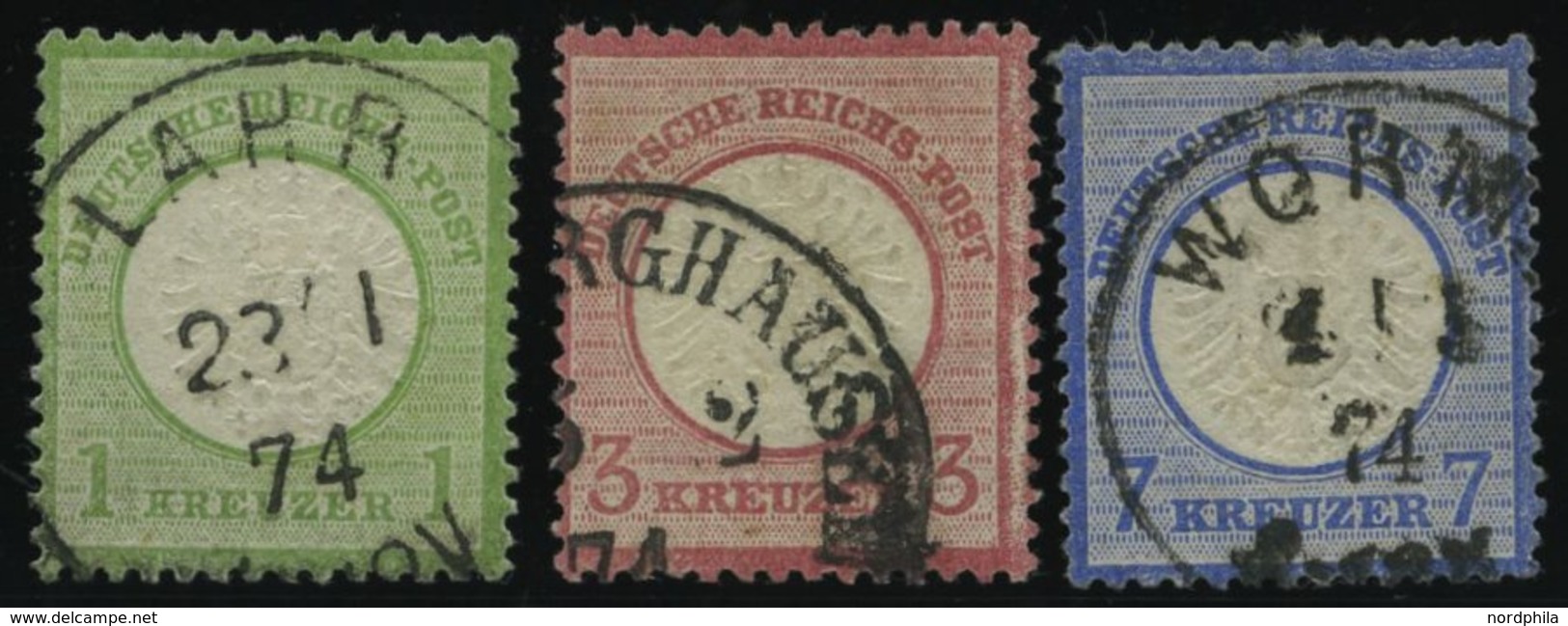 Dt. Reich 23,25/6 O, 1872, 1, 3 Und 7 Kr. Große Brustschilde, 2 Prachtwerte, Mi. 144.- - Used Stamps