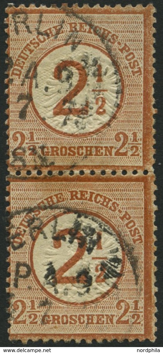 Dt. Reich 29 Paar O, 1874, 21/2 Auf 21/2 Gr. Braunorange Im Senkrechten Paar, Stempel BERLIN P.A. 9 (Juni 75), Pracht, K - Gebraucht
