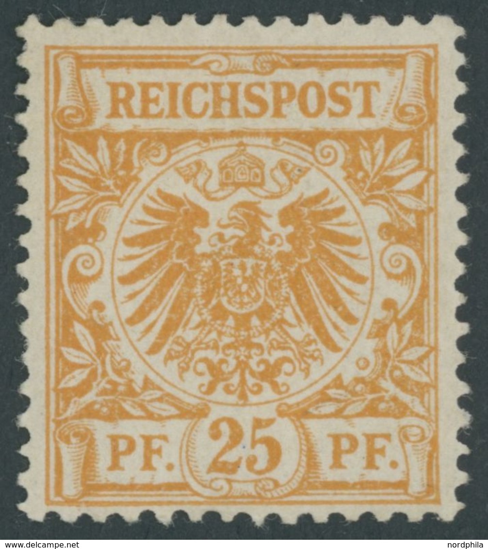Dt. Reich 49a *, 1889, 25 Pf. Gelborange, Falzrest, Pracht, Fotobefund Jäschke-L., Mi. 240.- - Autres & Non Classés