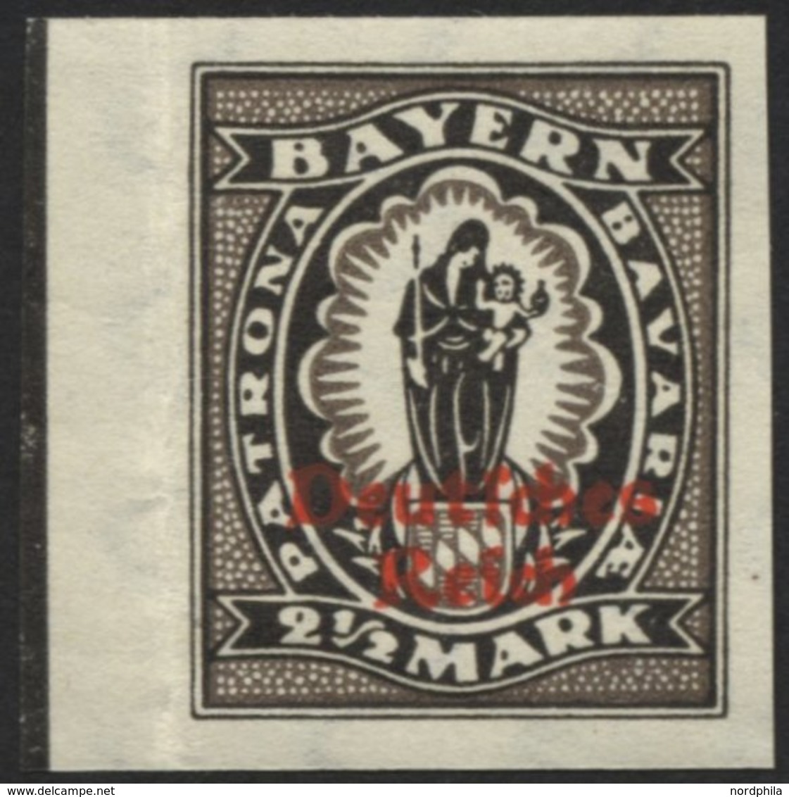 Dt. Reich 133IU **, 1920, 21/2 M. Buchdruck, Ungezähnt, Senkrechter Bug Im Linken Rand, Pracht, Mi. 160.- - Other & Unclassified