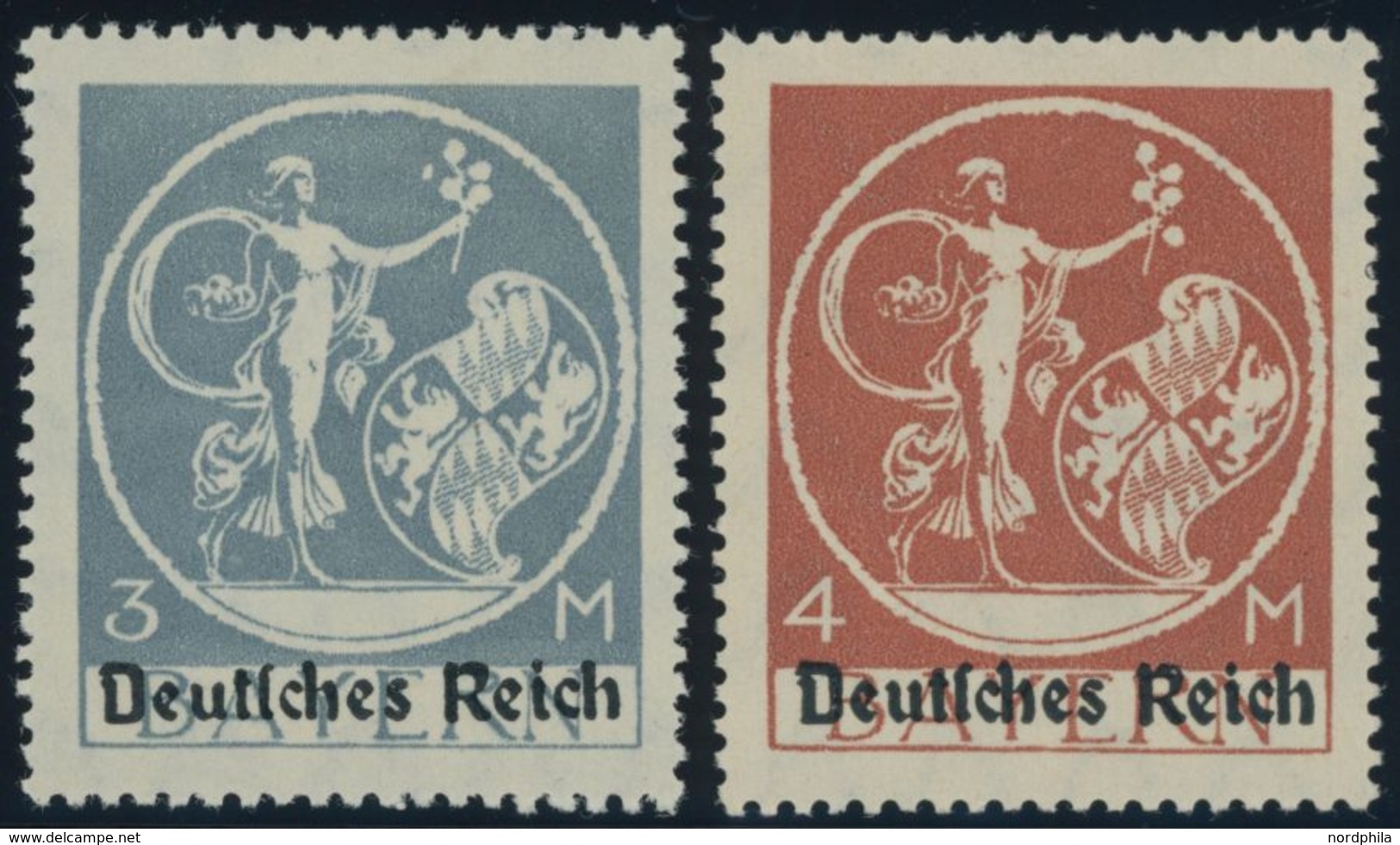 Dt. Reich 134PFIII,135PFIV *, 1920, 3 M. Grautürkis Und 4 M. Schwärzlichorangerot, Je Mit Plattenfehler Blume In Rechter - Otros & Sin Clasificación