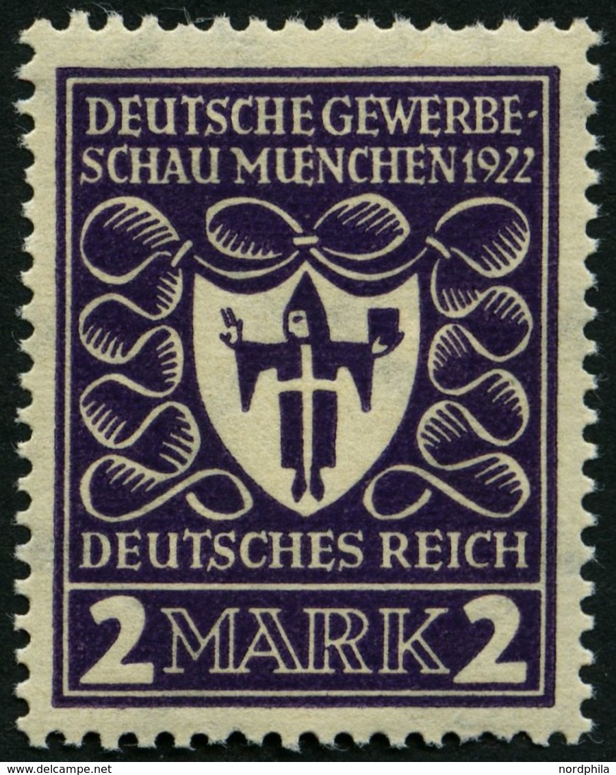 Dt. Reich 200b **, 1922, 2 M. Dunkelpurpurviolett Gewerbeschau, üblich Gezähnt Pracht, Gepr. Dr. Oechsner, Mi. 80.- - Sonstige & Ohne Zuordnung