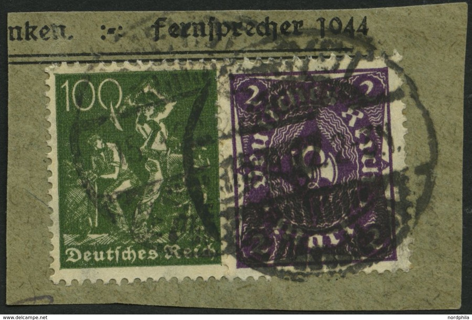 Dt. Reich 224b BrfStk, 1922, 2 M. Dunkelviolett Mit Zusatzfrankatur Auf Briefstück, Pracht, Gepr. Infla, Mi. 110.- - Autres & Non Classés