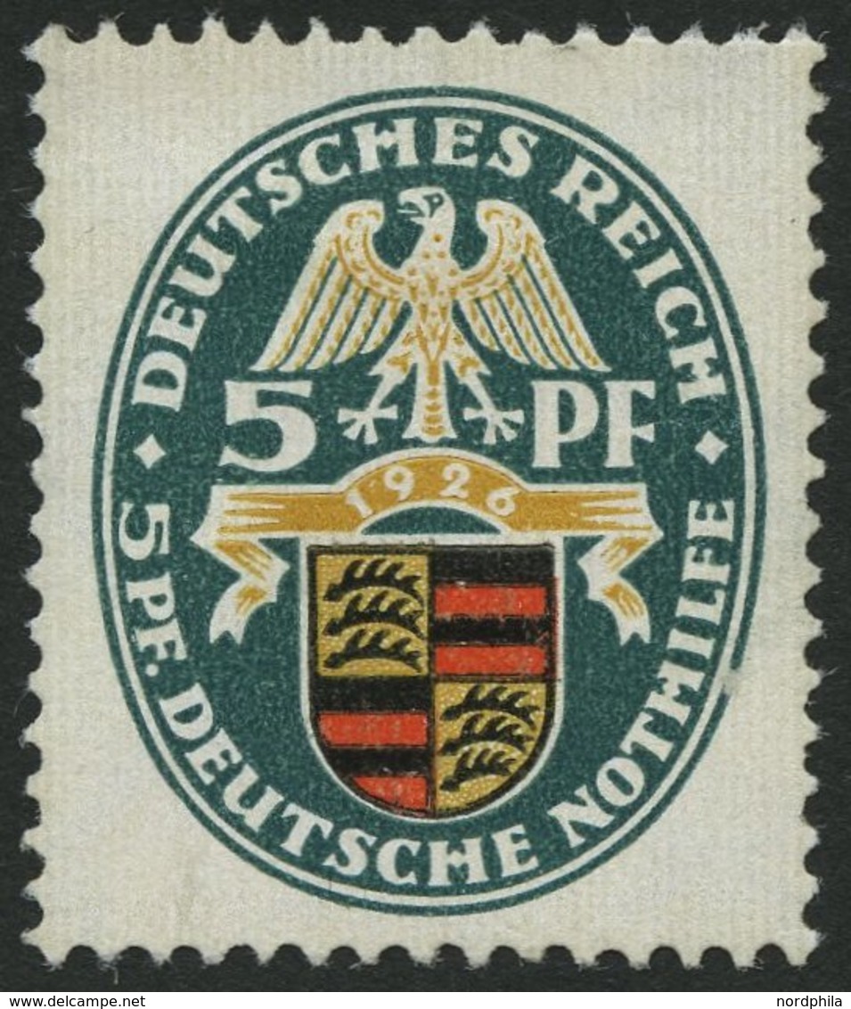 Dt. Reich 398X *, 1926, 5 Pf. Nothilfe, Wz. Stehend, Falzrest, Gummi Nicht Original, Pracht - Otros & Sin Clasificación