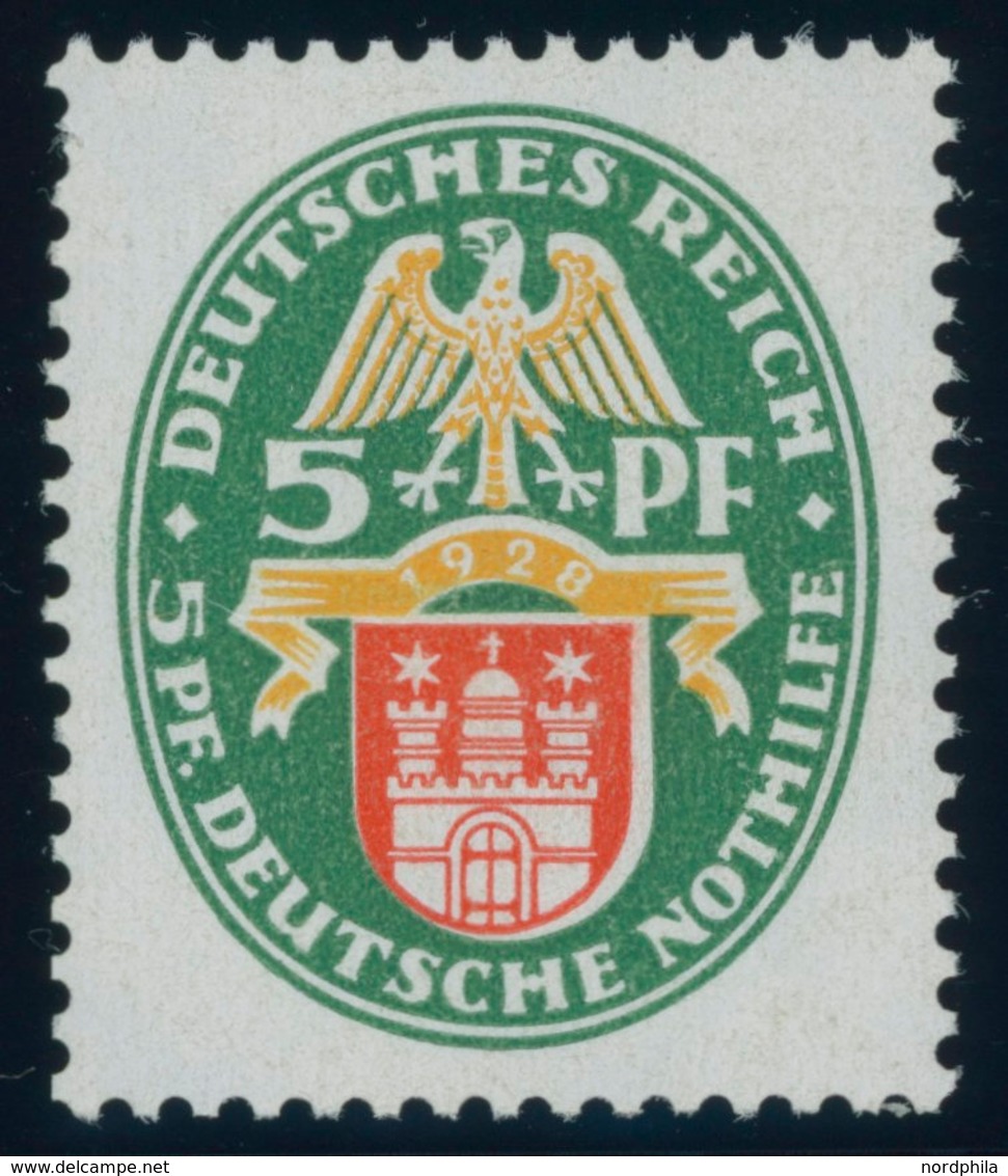 Dt. Reich 425X *, 1928, 5 Pf. Nothilfe, Wz. Stehend, Links Ein Kurzer Zahn Sonst Pracht, Fotoattest H.D. Schlegel, Mi. 4 - Otros & Sin Clasificación