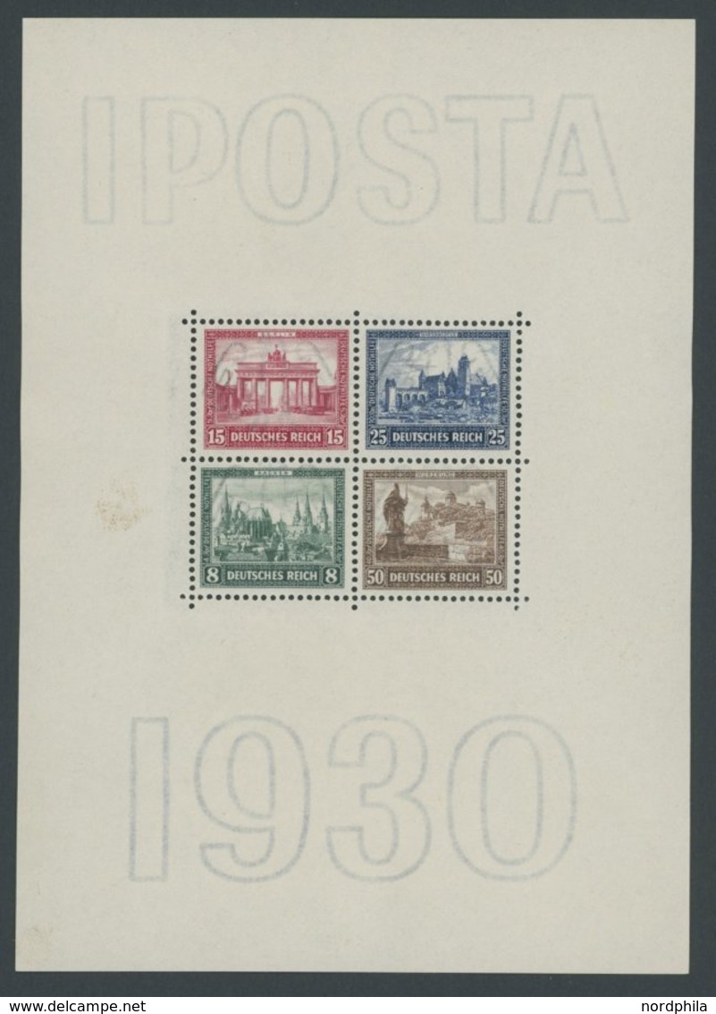 Dt. Reich Bl. 1 **, 1930, Block IPOSTA, Postfrisch, Unsigniert, Fotoattest H.D. Schlegel: Der Linke Blockrand Weist Fing - Sonstige & Ohne Zuordnung