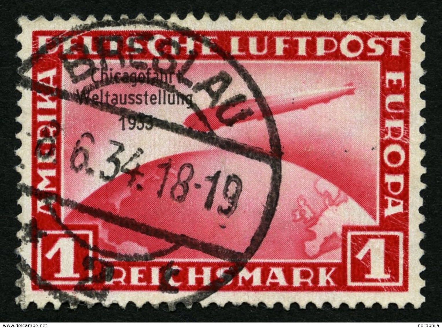 Dt. Reich 496 O, 1933, 1 RM Chicagofahrt, Feinst (winzige Knitterspuren), Mi. 500.- - Autres & Non Classés