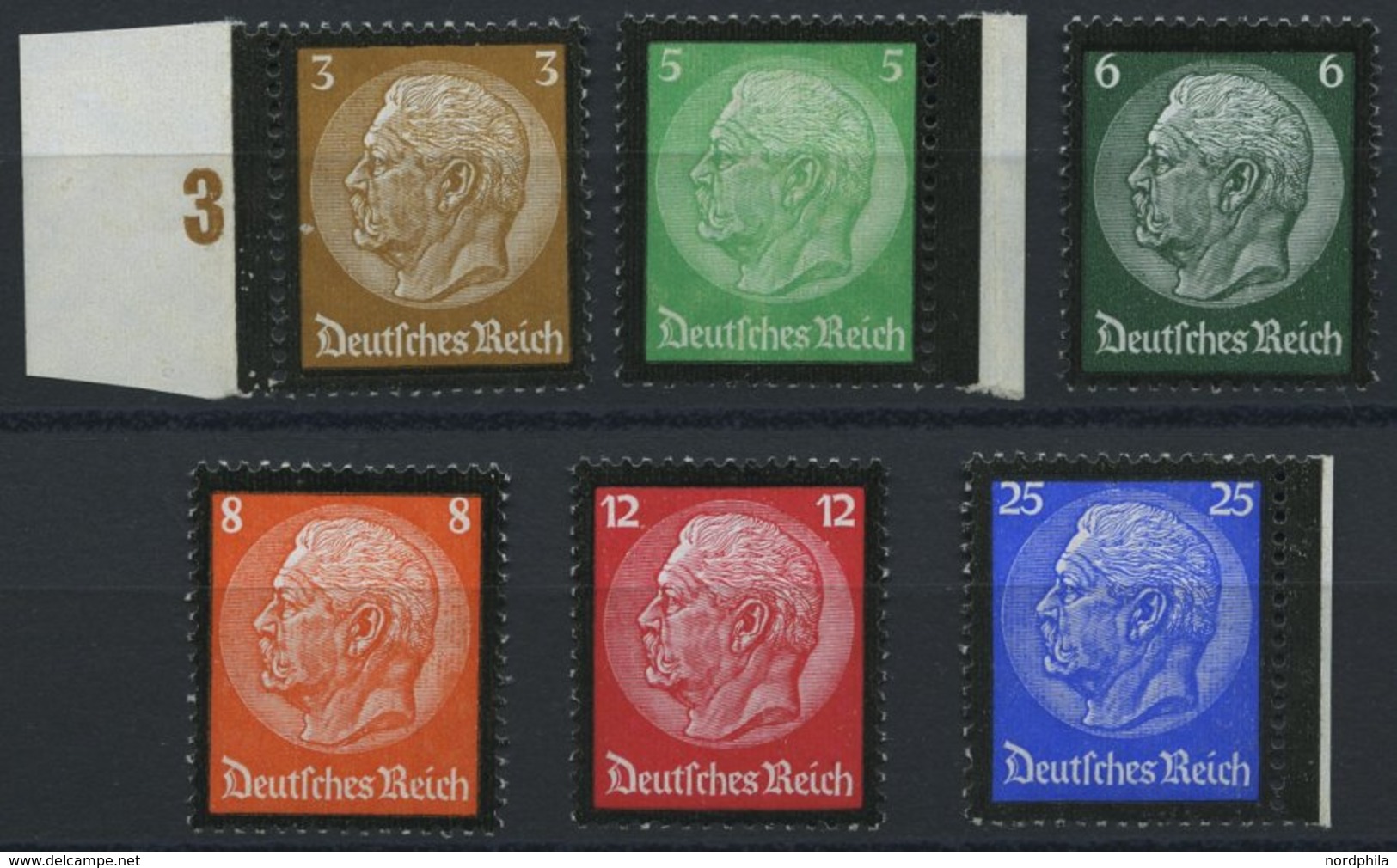 Dt. Reich 548-53 **, 1934, Hindenburg-Trauer, Prachtsatz, Mi. 150.- - Andere & Zonder Classificatie