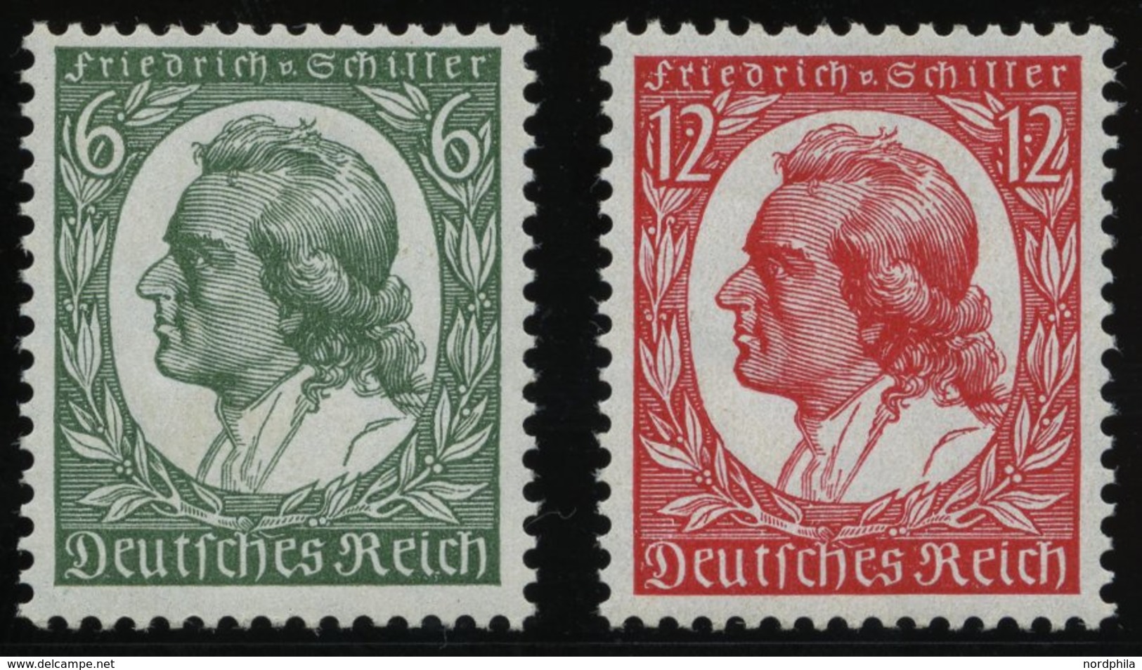Dt. Reich 554/5 **, 1934, Schiller, Normale Zähnung, Pracht, Mi. 110.- - Andere & Zonder Classificatie