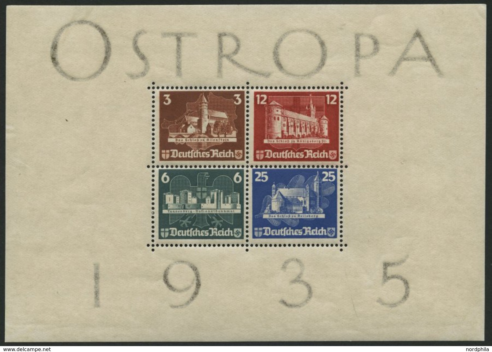 Dt. Reich Bl. 3 *, 1935, Block OSTROPA, Voller Originalgummi!, Falzreste Im Rand, Marken Postfrisch, Pracht, Mi. (1100.- - Other & Unclassified